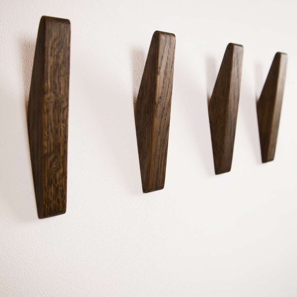 Oak Wood Wall Hooks - 4 pieces